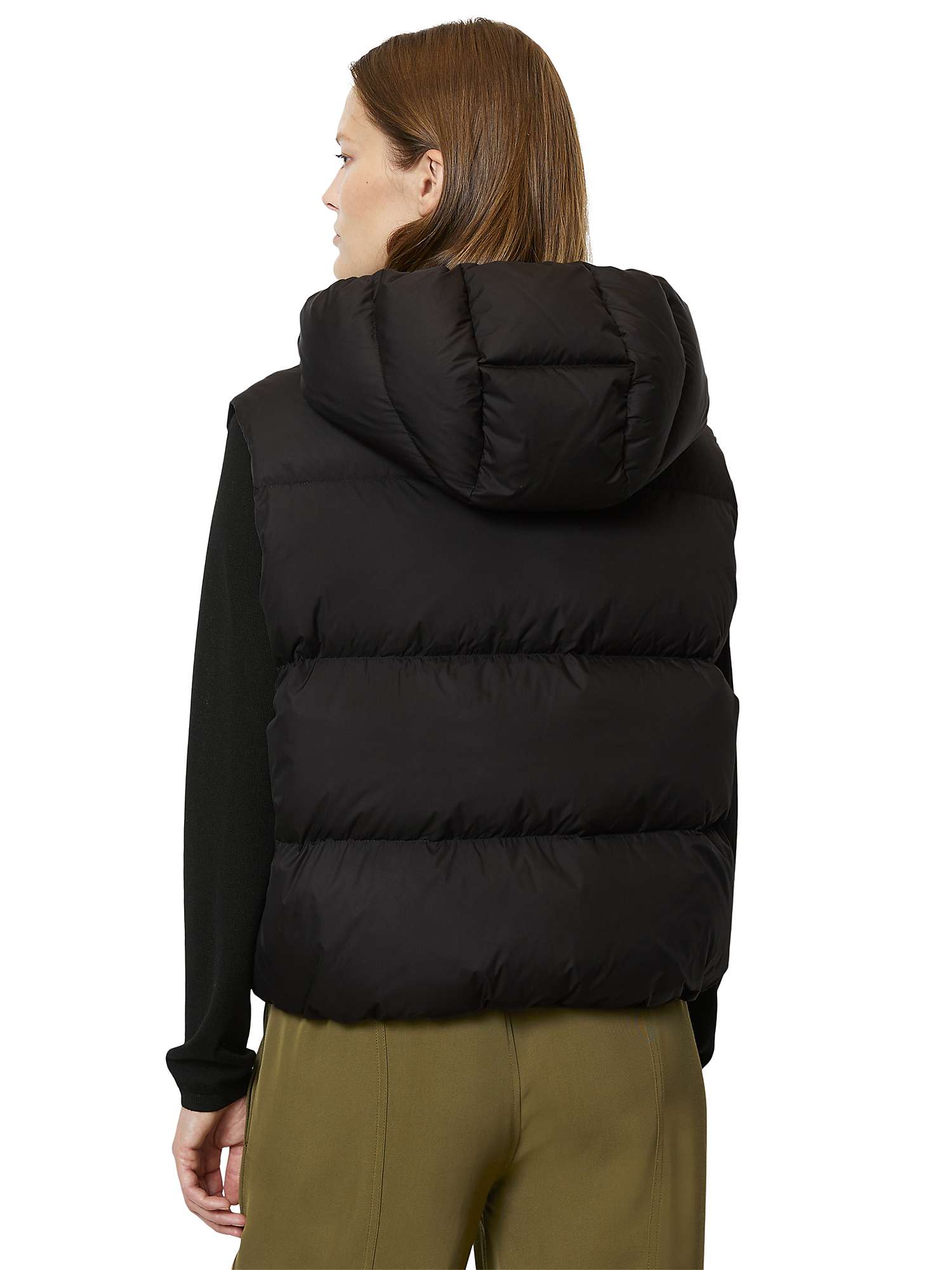 Buy Marc O'Polo Woven Hooded Gilet, Black Online at johnlewis.com