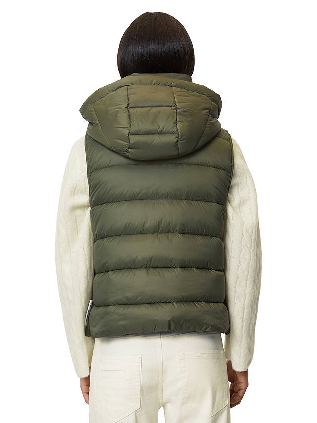 Marc O'Polo Hooded Puffer Quilt Gilet, Olive Crop
