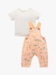 Purebaby Baby Organic Cotton Safari Overall & T-Shirt Set, Elephant Print