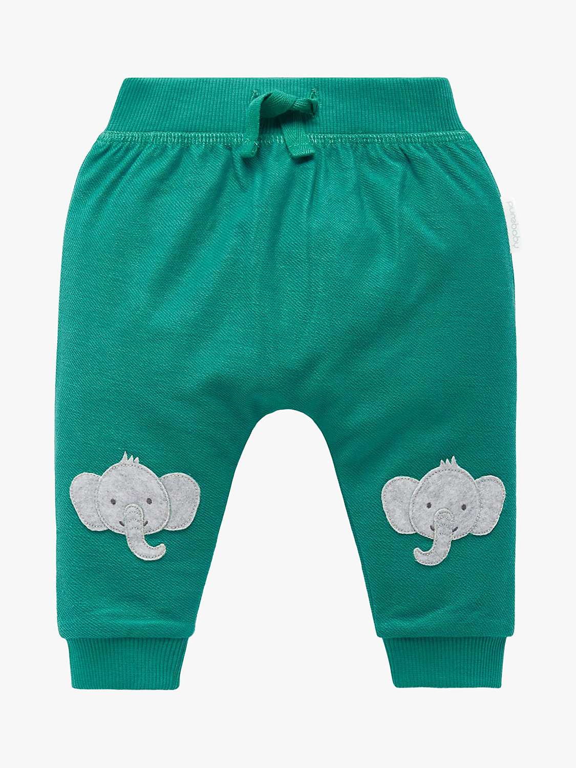 Buy Purebaby Baby Organic Cotton Slouch Animal Applique Trousers, Green Online at johnlewis.com