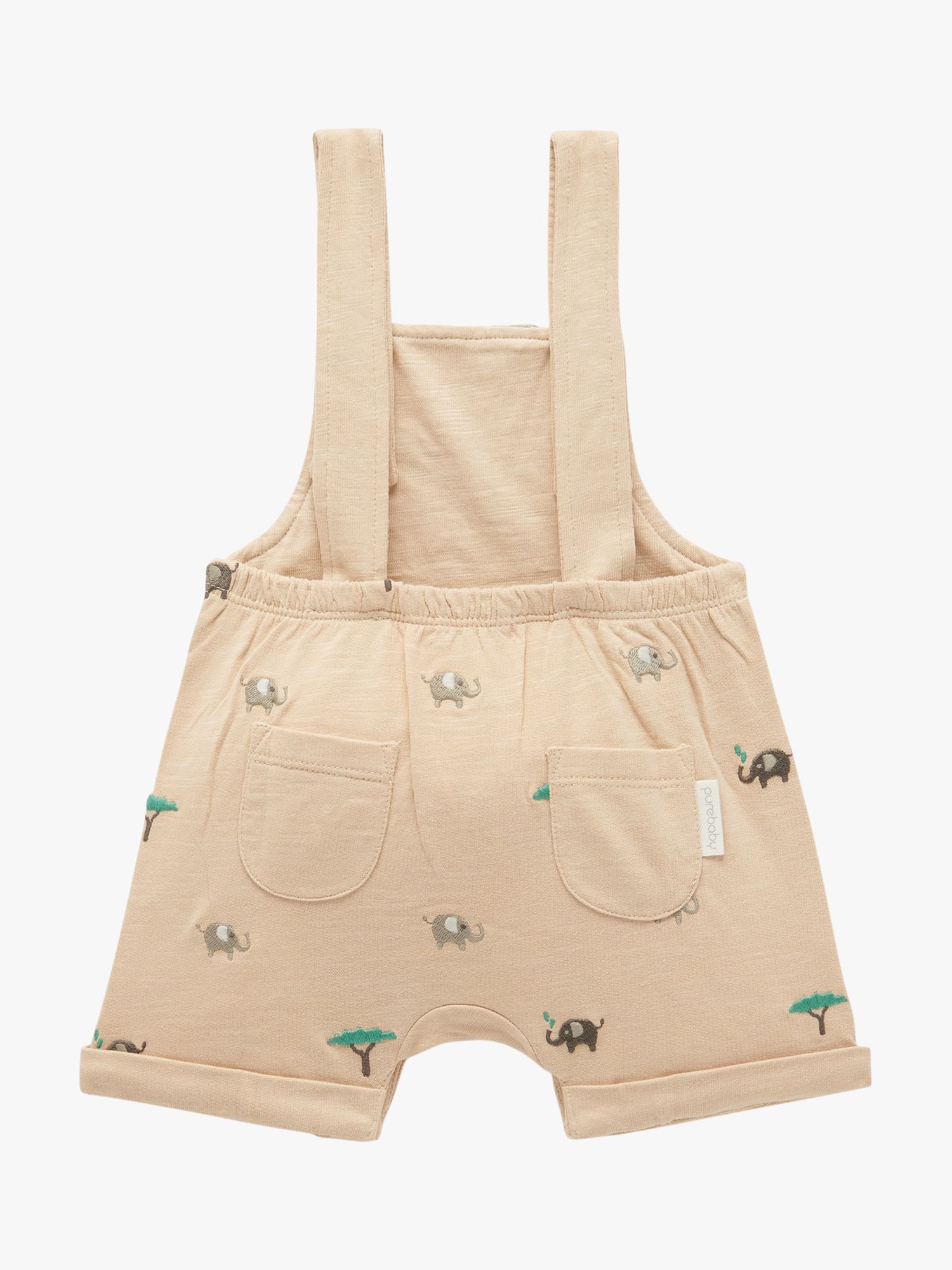 Purebaby Baby Organic Cotton Embroided Romper, Neutrals/Multi, 6-12 months
