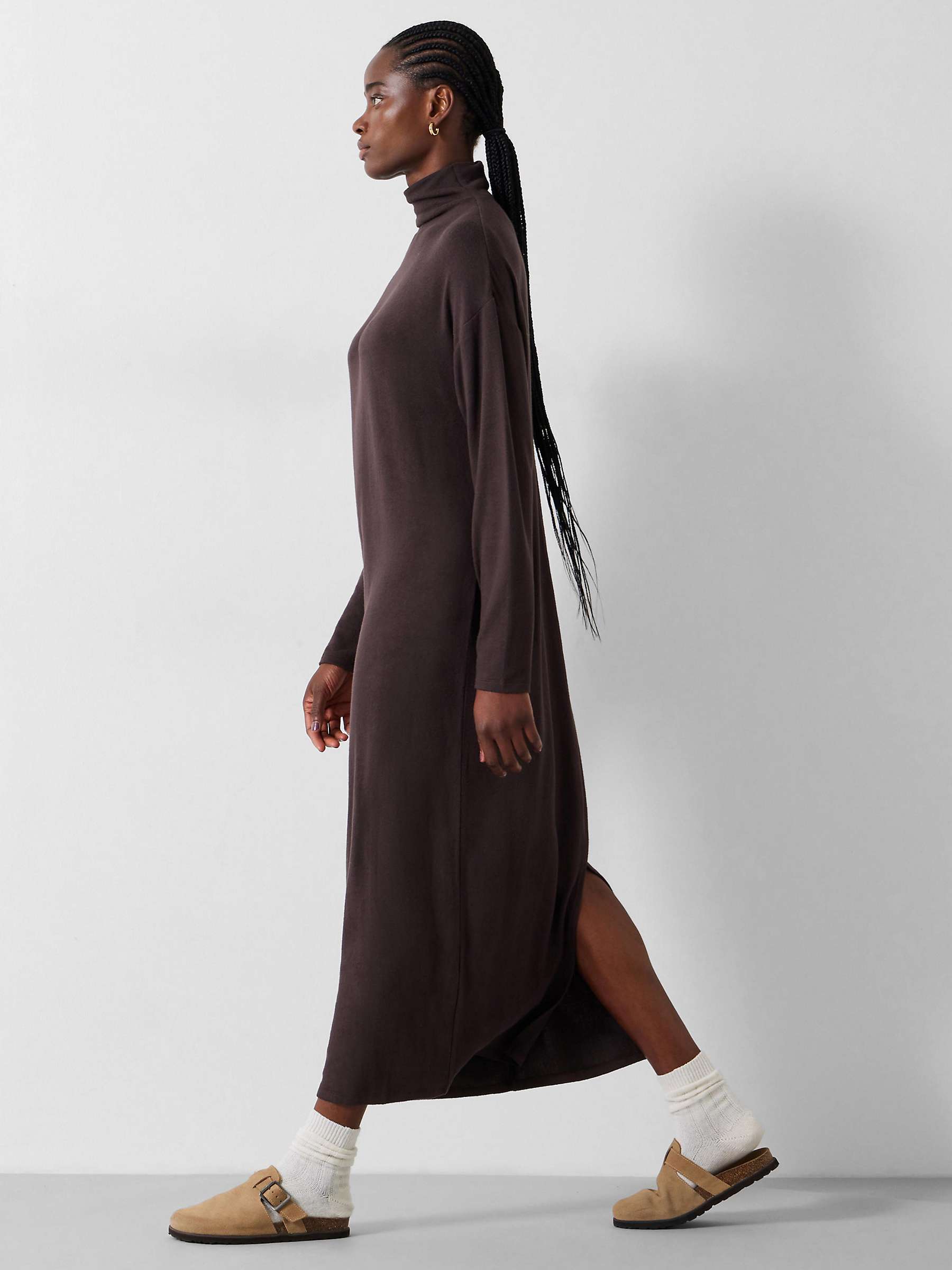 Buy HUSH Chloe Jersey Midi Dress, Chocolate Melange Online at johnlewis.com