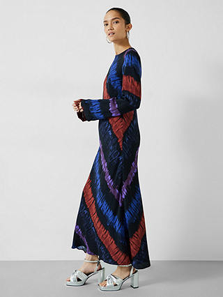 HUSH Theia Tie Dye Stripe Midaxi Dress, Multi