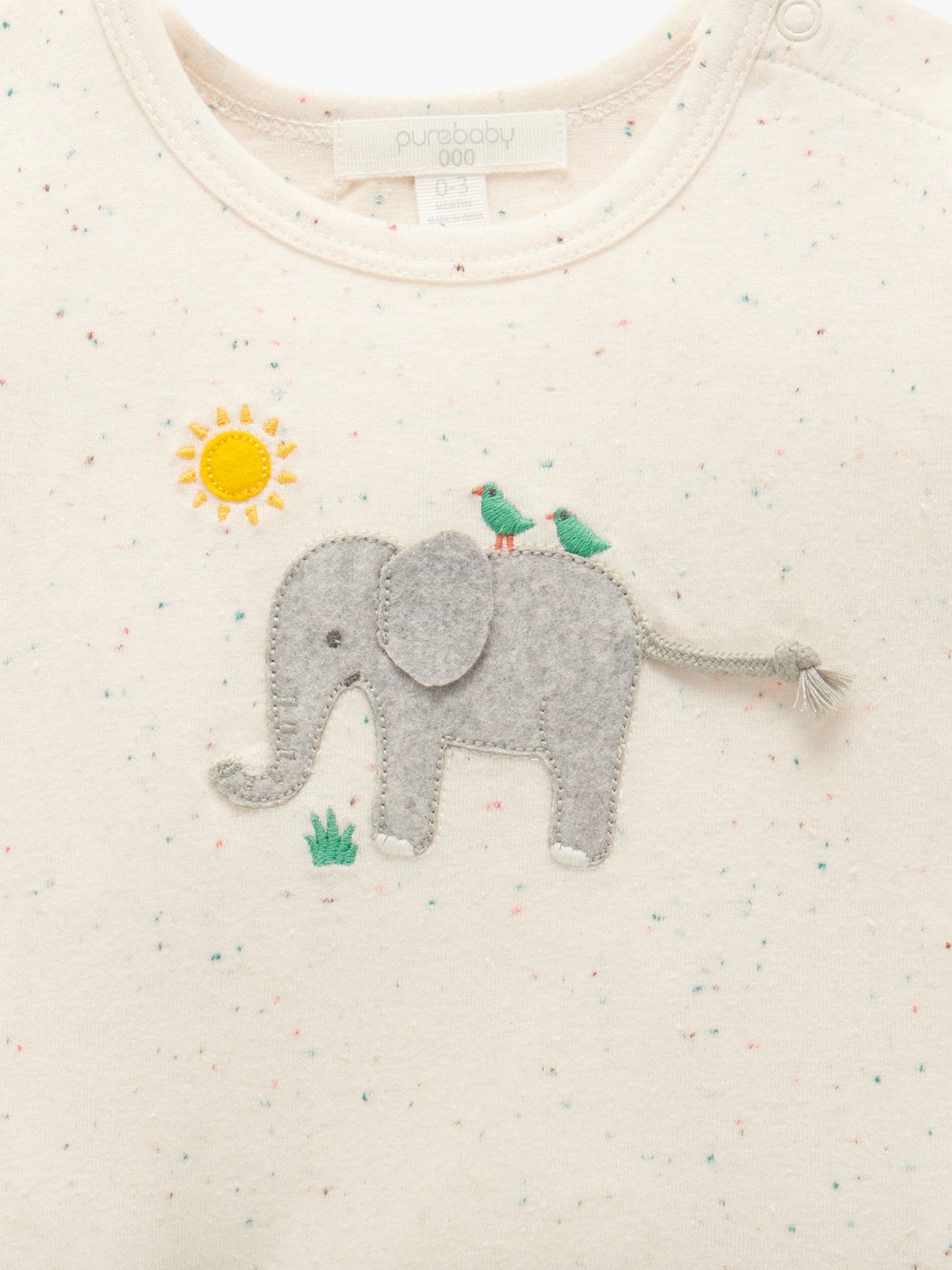 Purebaby Baby Organic Cotton & Linen Blend Elephant Appliqe T-Shirt & Gingham Shorts Set, Green/Multi, 3-6 months