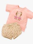 Purebaby Baby Organic Cotton Giraffe Towelling Top & Shorts, Multi