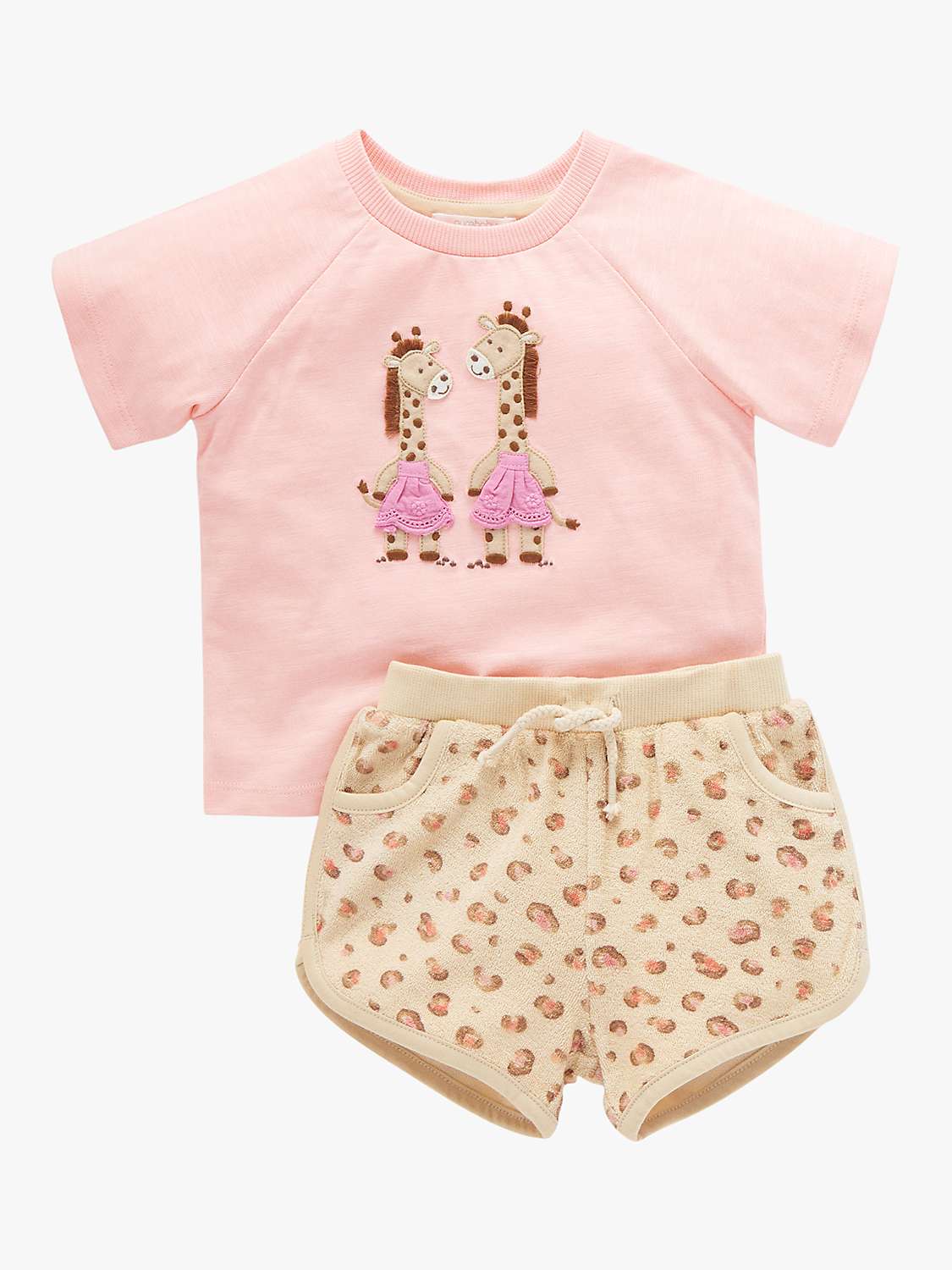 Buy Purebaby Baby Organic Cotton Giraffe Towelling Top & Shorts, Multi Online at johnlewis.com
