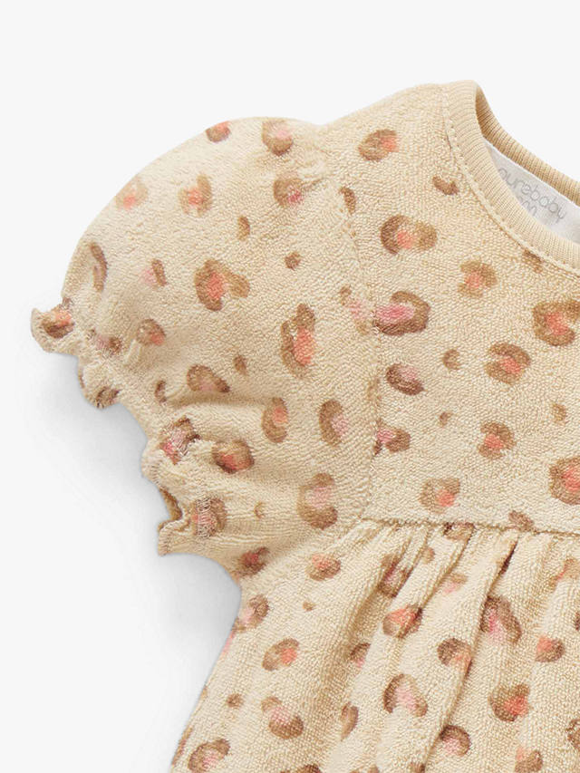Purebaby Baby Organic Cotton Animal Print Toweling Grow Suit, Multi