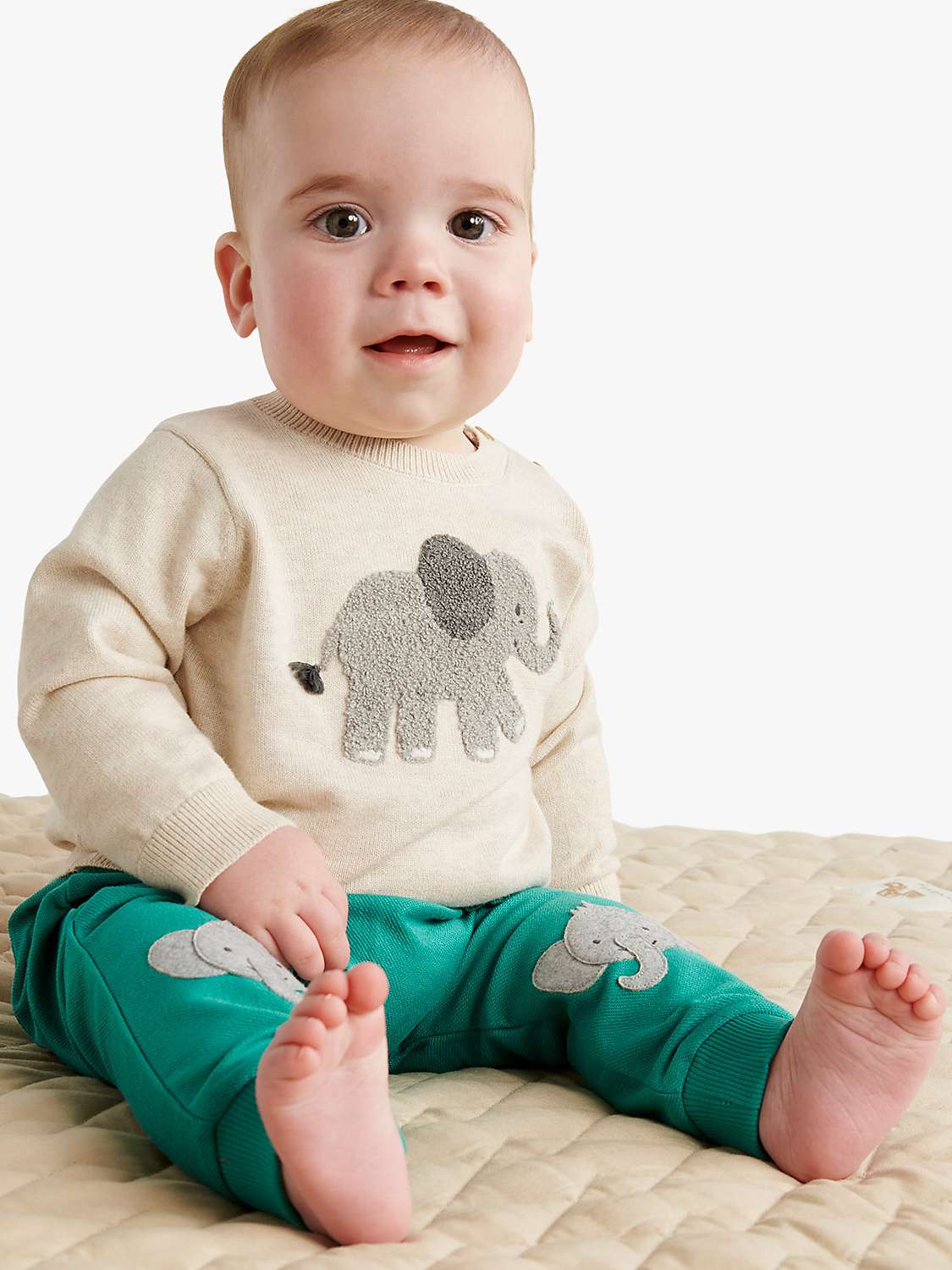 Buy Purebaby Baby Elephant Textured Jumper, Beige/Multi Online at johnlewis.com