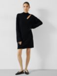 HUSH Colby Cut Out Knitted Mini Dress, Black