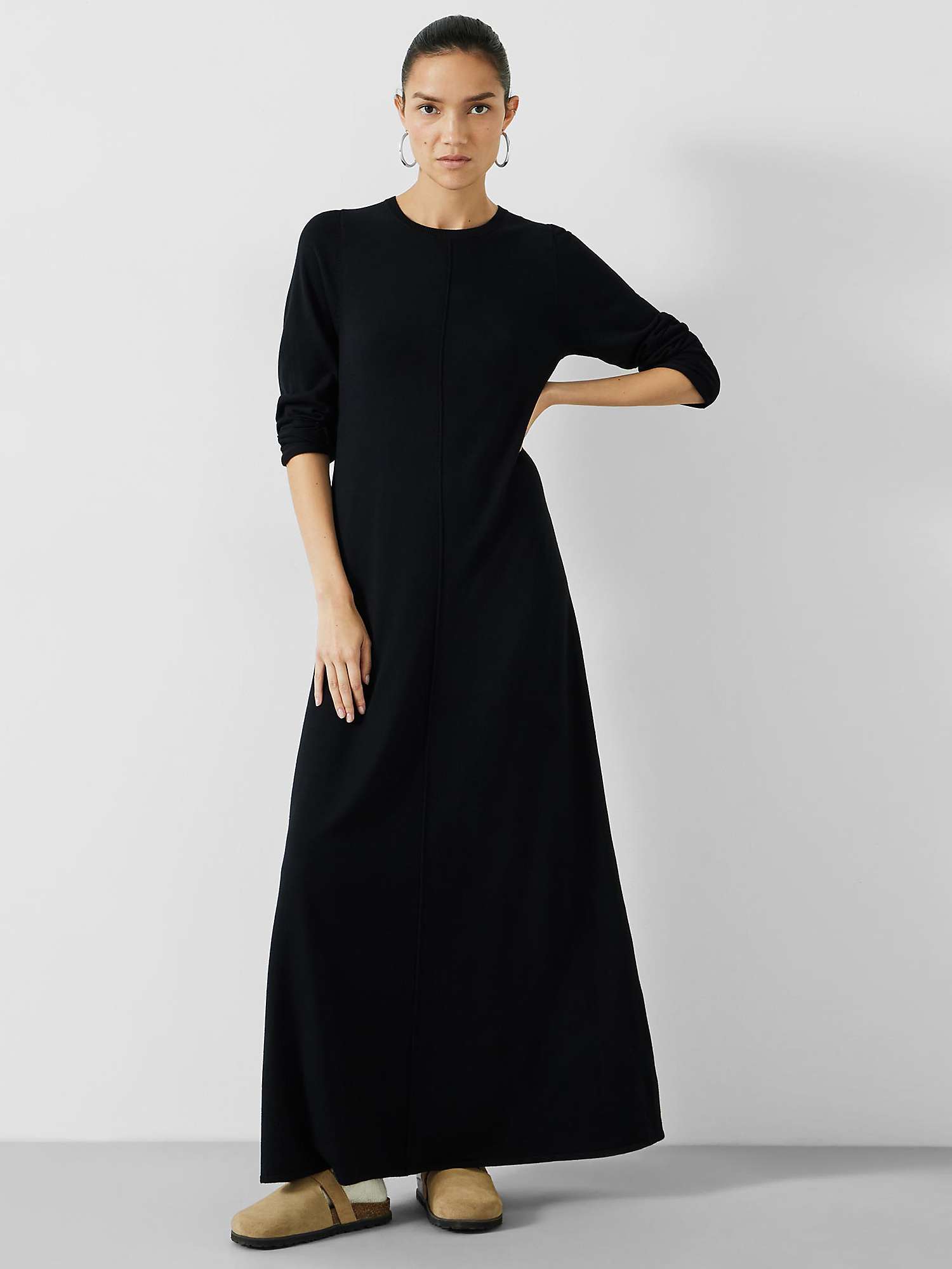 HUSH Talen Crew Knitted Dress, Black at John Lewis & Partners