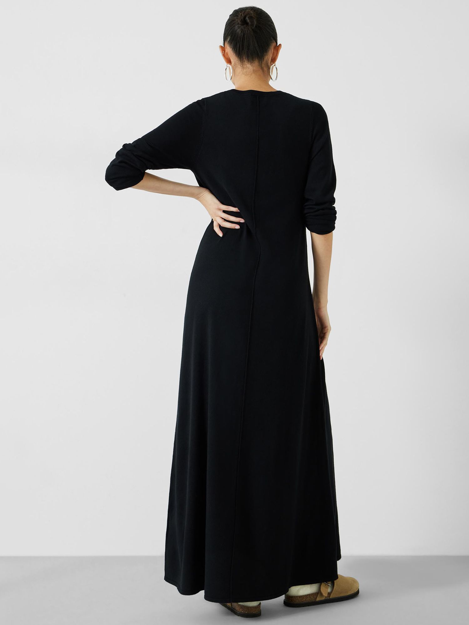 HUSH Talen Crew Knitted Dress, Black at John Lewis & Partners