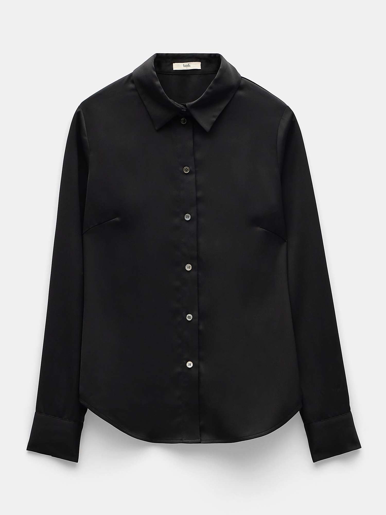 HUSH Jo Slim Crepe Shirt, Black at John Lewis & Partners