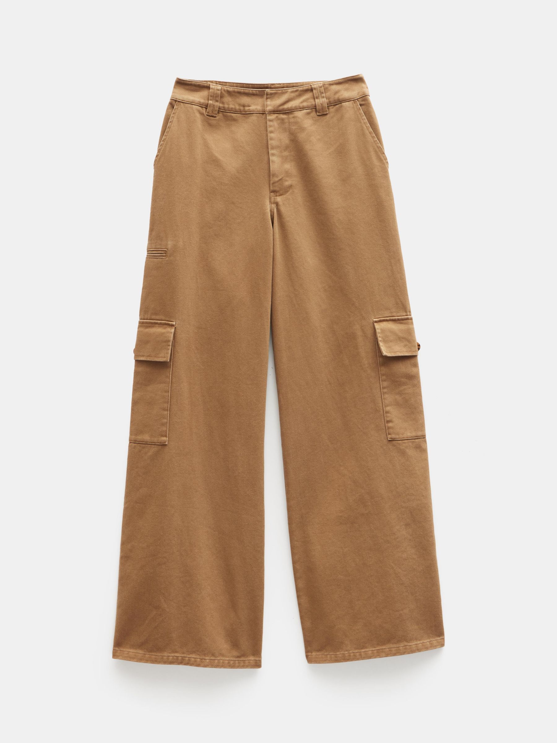 HUSH Jess Wide Leg Cargo Trousers, Brown at John Lewis & Partners