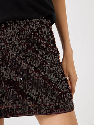 HUSH Zarina Sequin Mini Skirt, Chocolate
