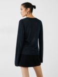 HUSH Lorine Column Sleeve Sparkle Jumper, Black/Teal Metallic