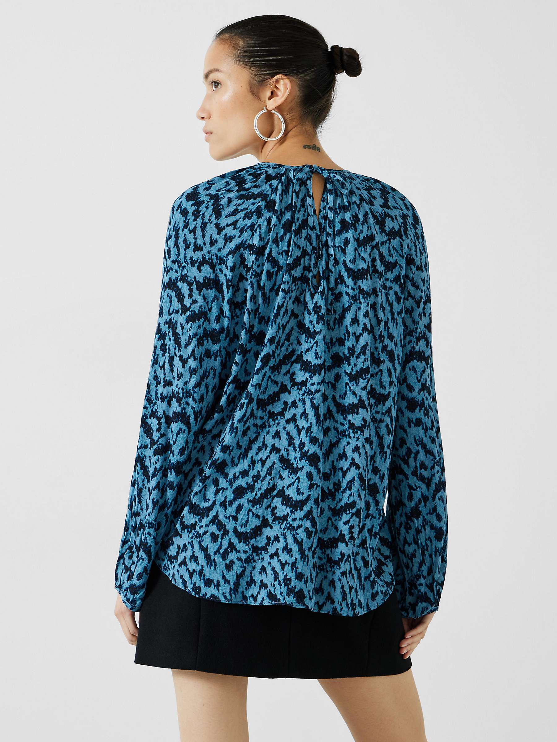 Buy HUSH Astrid Abstract Print Tie Back Top, Mono Texture Blue Online at johnlewis.com