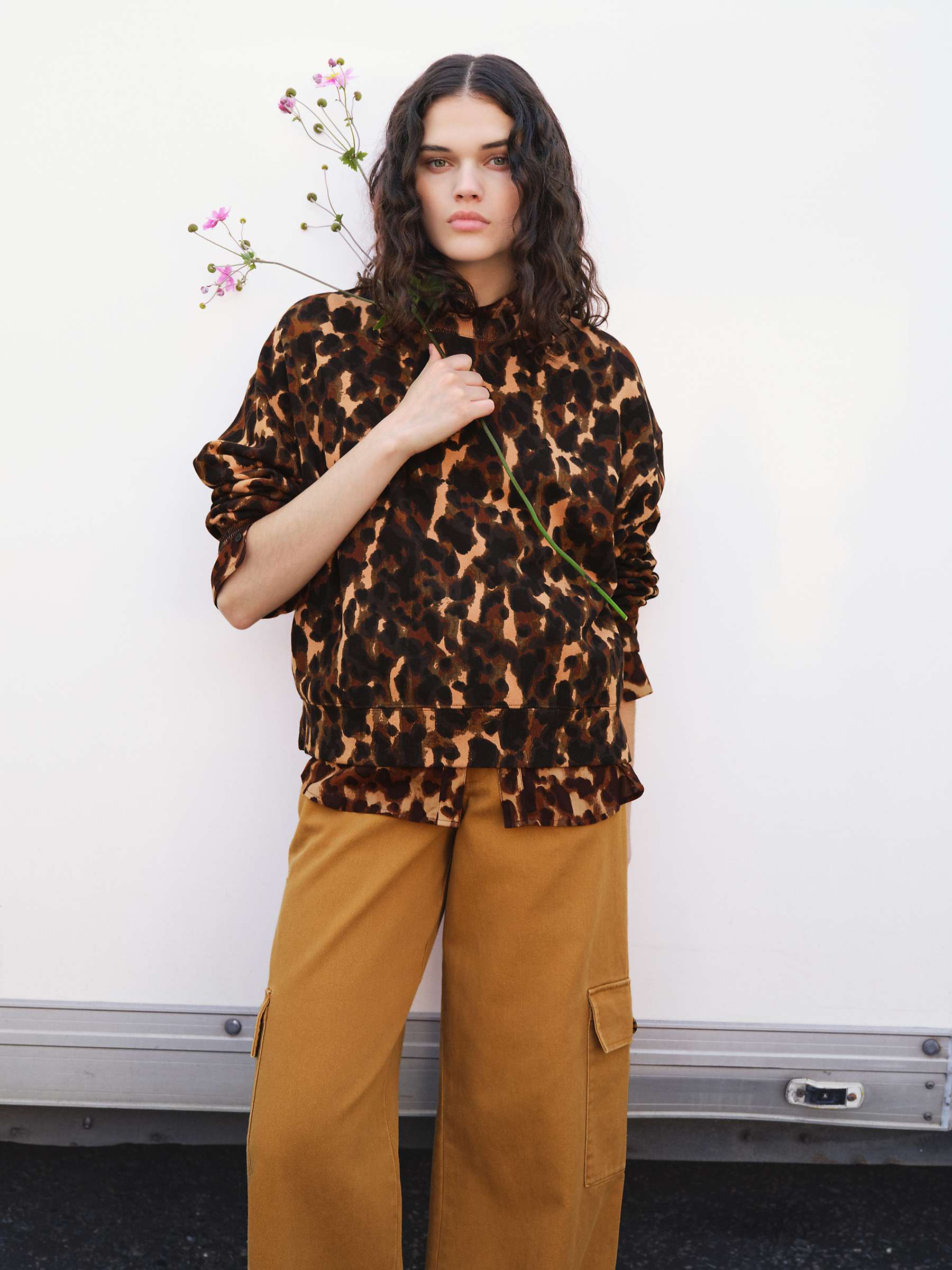 Buy HUSH Leanne Leopard Print Cropped Sweatshirt, Brown/Multi Online at johnlewis.com