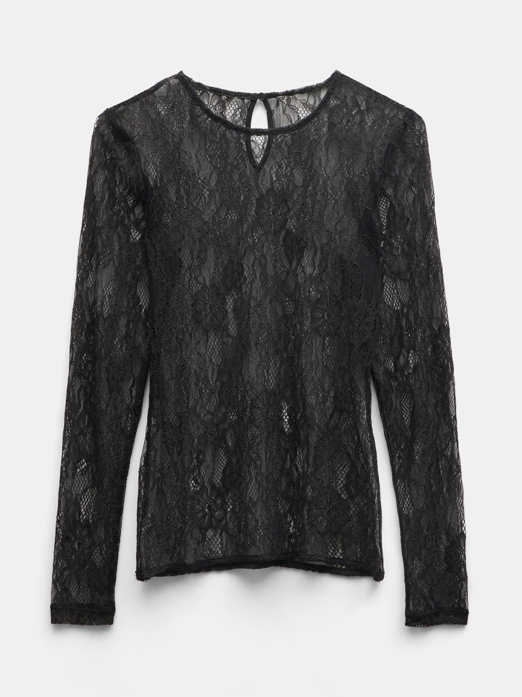 Lace Black Long Sleeve Top