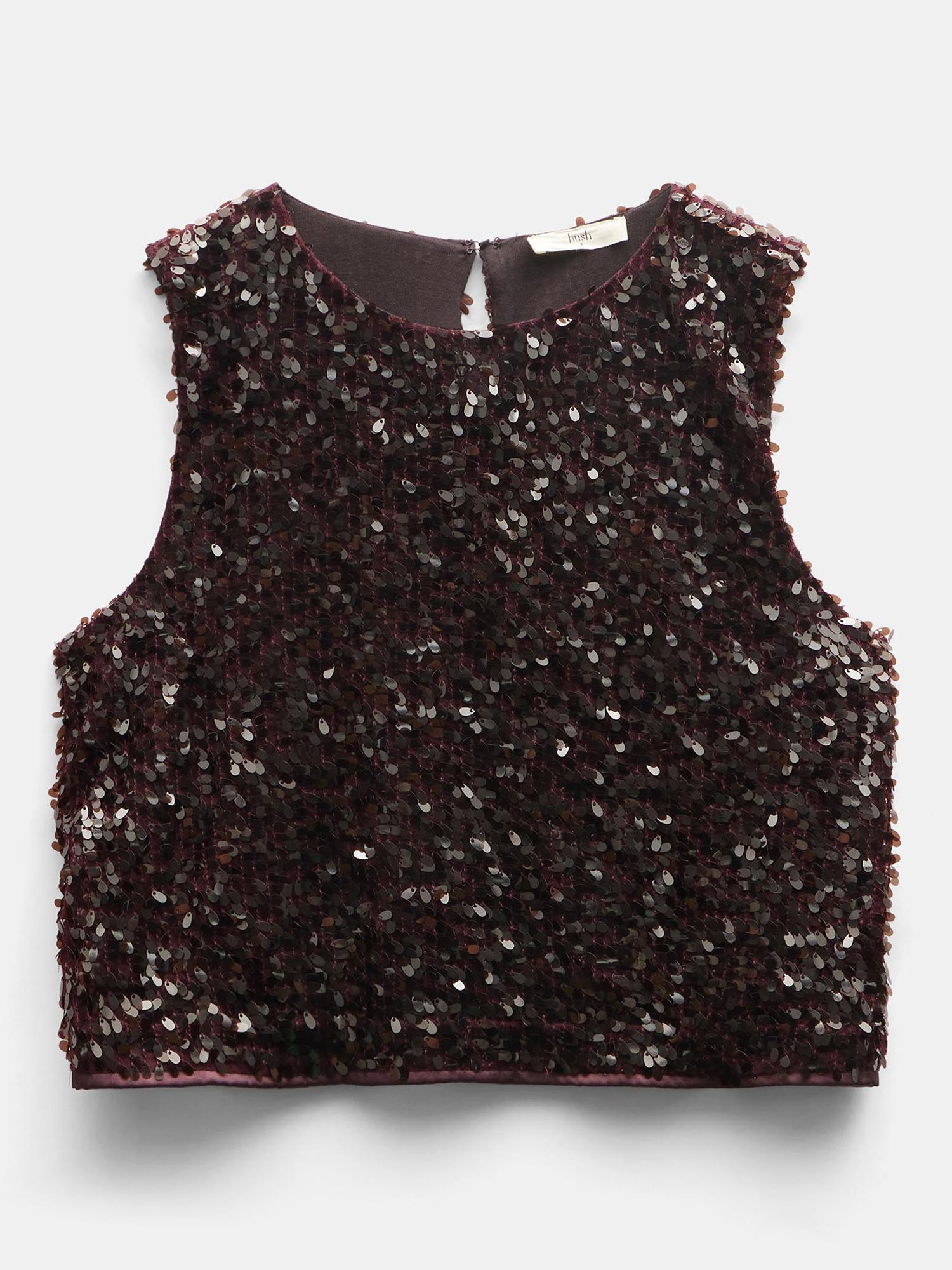 Buy HUSH Zarina Cropped Sequin Top, Chocolate Online at johnlewis.com