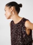 HUSH Zarina Cropped Sequin Top, Chocolate