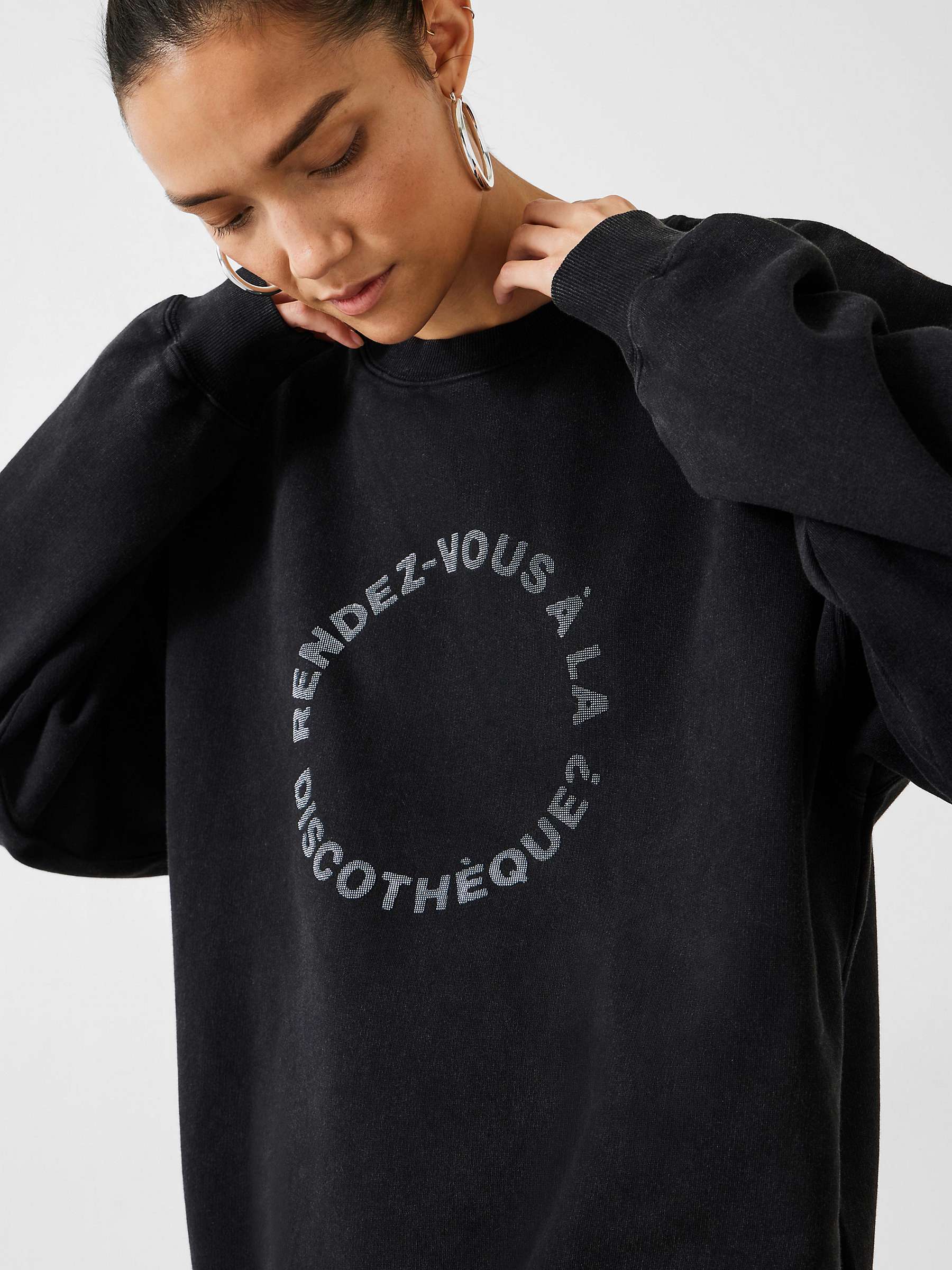 Buy HUSH Rendez-Vous A La Discotheque Sweatshirt, Black Onyx Online at johnlewis.com