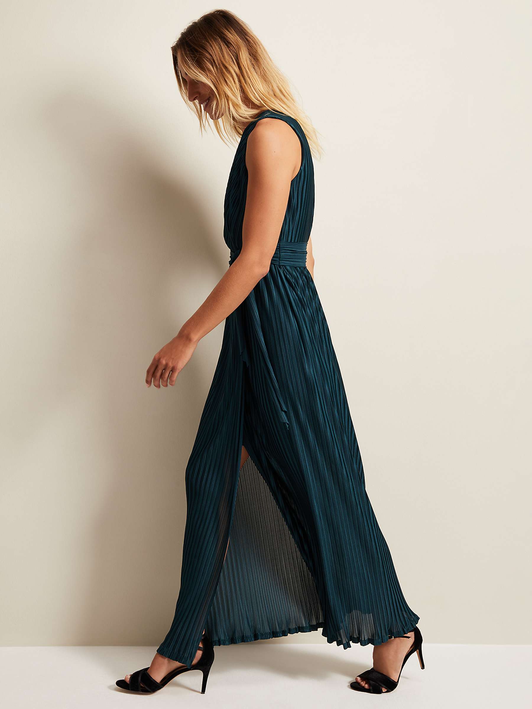 Buy Phase Eight Suhanna Pleated Maxi Dress, Green Online at johnlewis.com