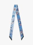 Longchamp Silk Twill Floral Ribbon Scarf, Navy/Multi