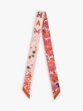 Longchamp Floral Silk Twill Ribbon Scarf, Sienna/Multi