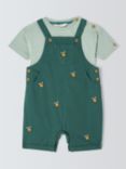 John Lewis Baby Oranges Embroidered Short Dungarees & T-Shirt, Green