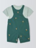 John Lewis Baby Oranges Embroidered Short Dungarees & T-Shirt, Green