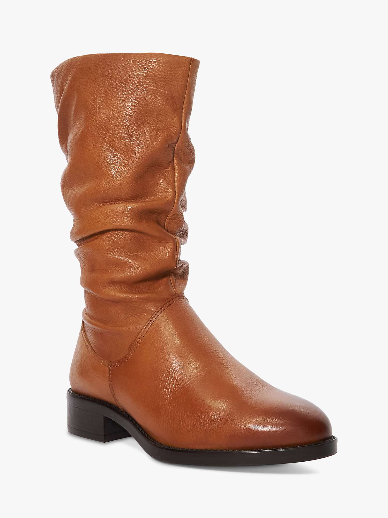 Buy Dune Tyling Leather Ruched Calf Boots Online at johnlewis.com