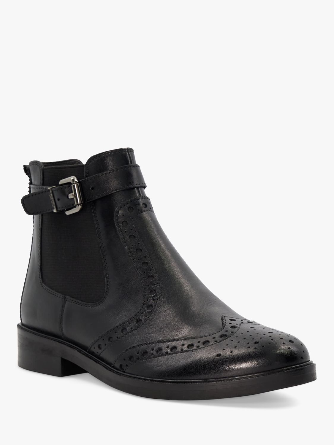 Dune Question Leather Buckle Ankle Boots, Black at John Lewis & Partners