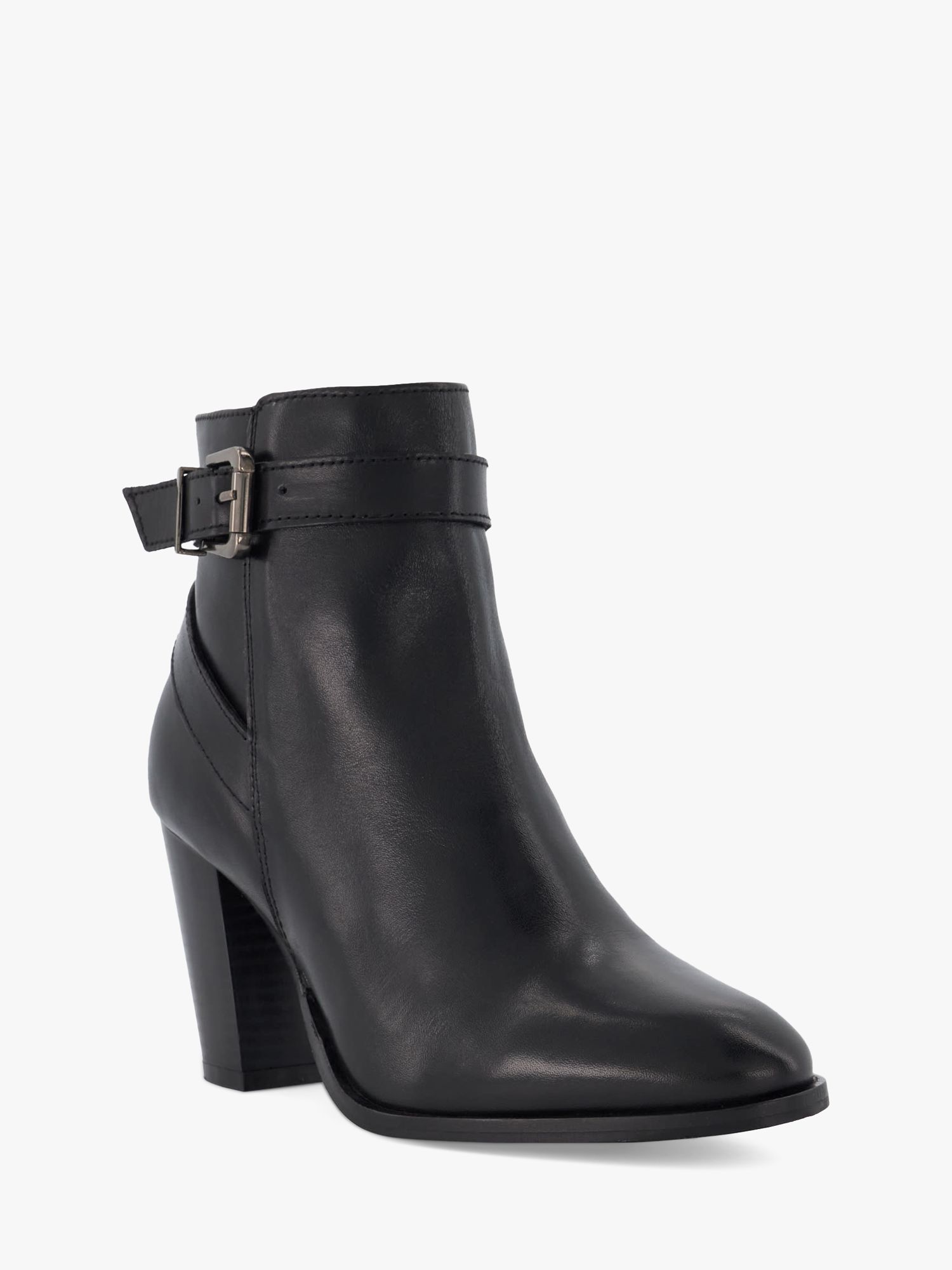 Dune Philippa 2 Leather Block Heel Ankle Boots, Black-leather at John ...