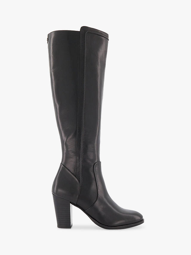 Dune Tippy 2 Leather Knee High Boots, Black at John Lewis & Partners
