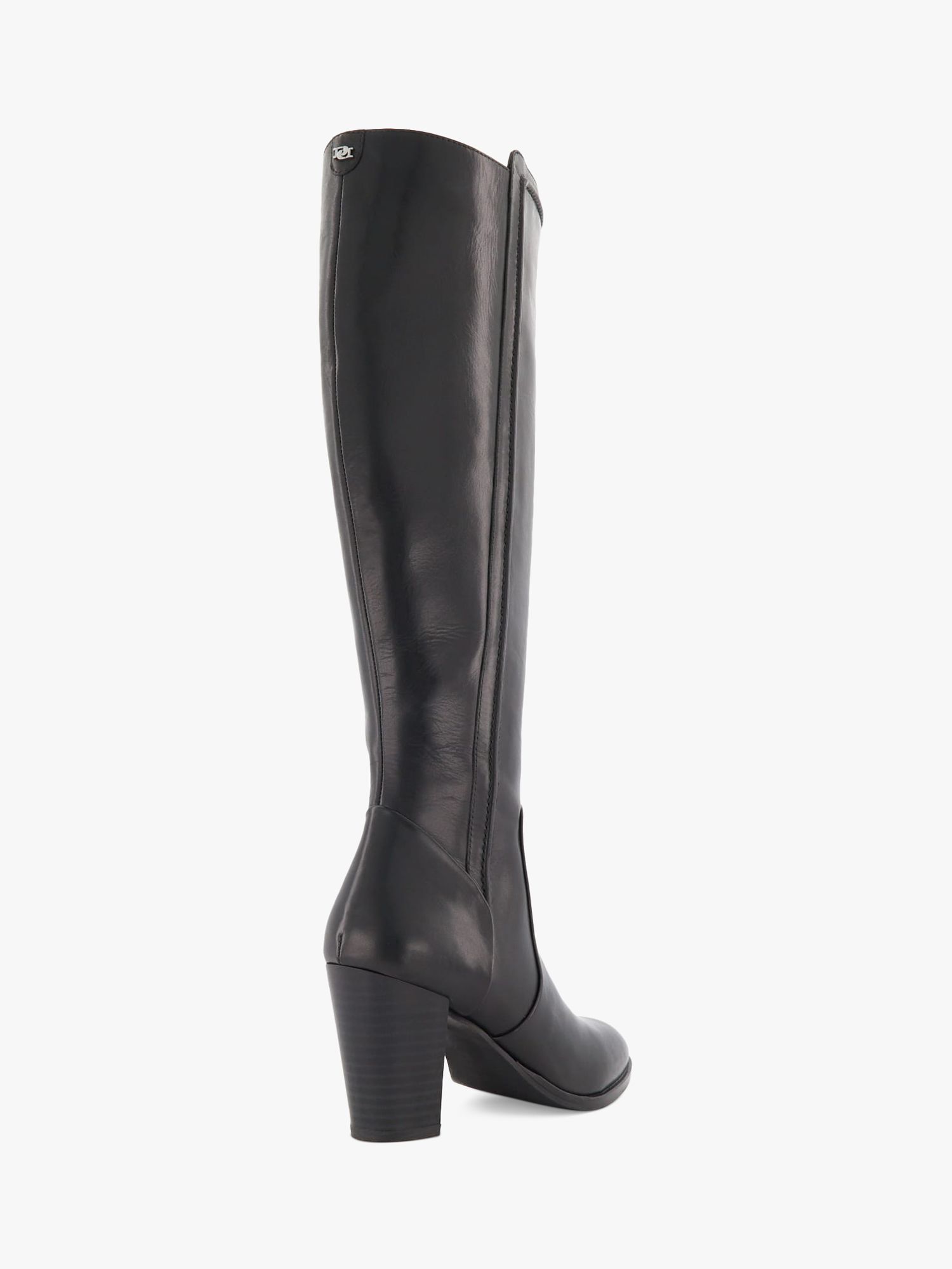 Buy Dune Tippy 2 Leather Knee High Boots, Black Online at johnlewis.com