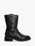 Dune Pally Leather Low Biker Boots, Black