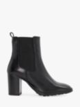 Dune Petition Leather Block Heel Ankle Boots, Black