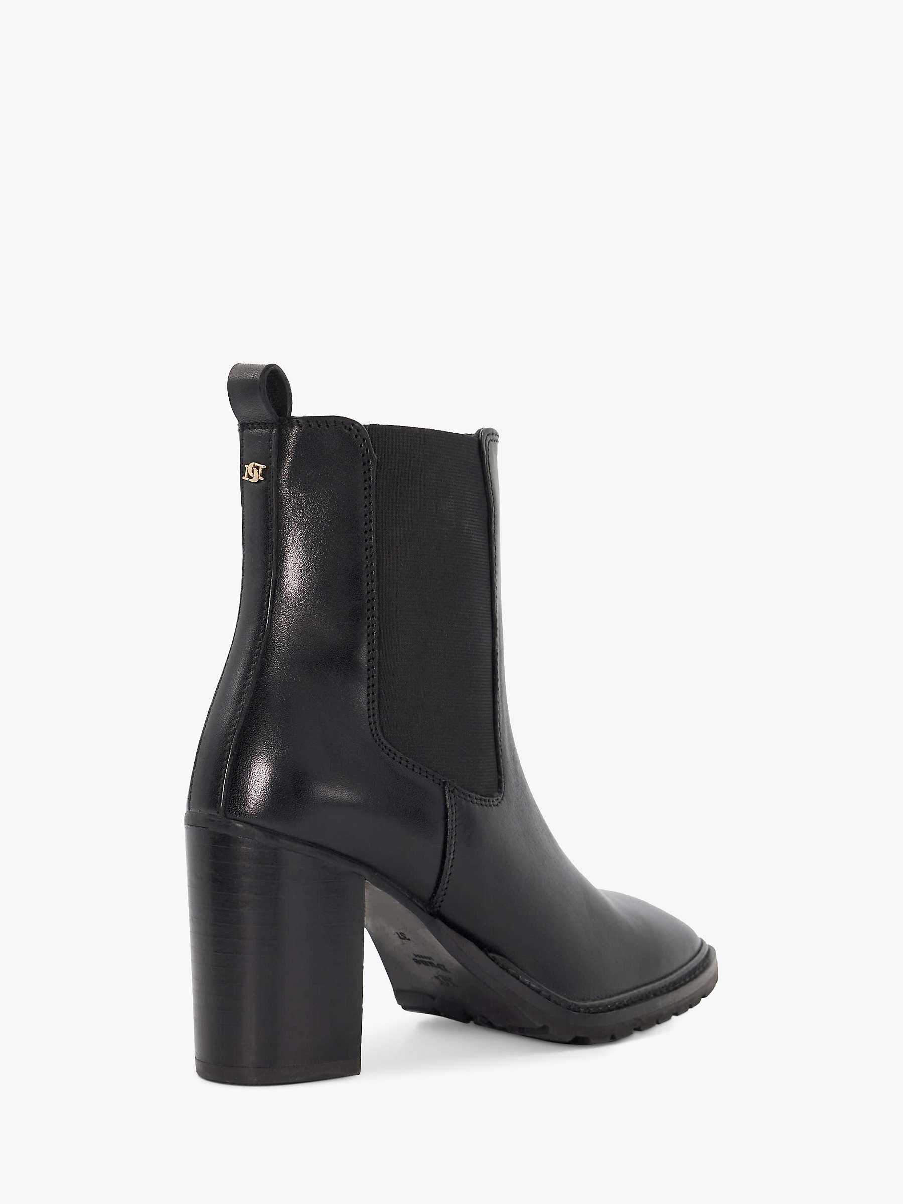 Buy Dune Petition Leather Block Heel Ankle Boots, Black Online at johnlewis.com