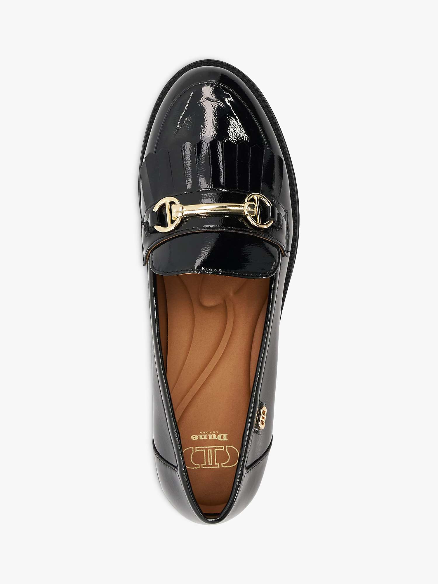 Dune Gestures Patent Loafers, Black at John Lewis & Partners