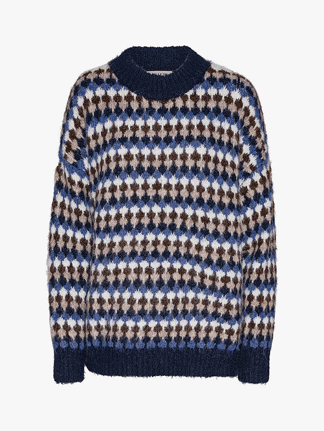 A-VIEW Patrisia Pullover Abstract Jumper, Sand/Navy