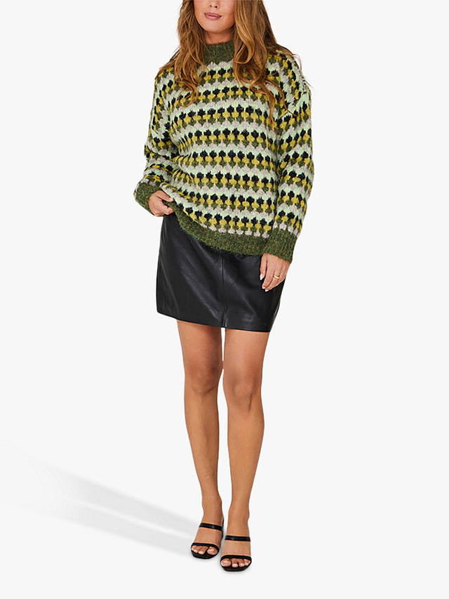 A-VIEW Patrisia Pullover Abstract Jumper, Green/Sand