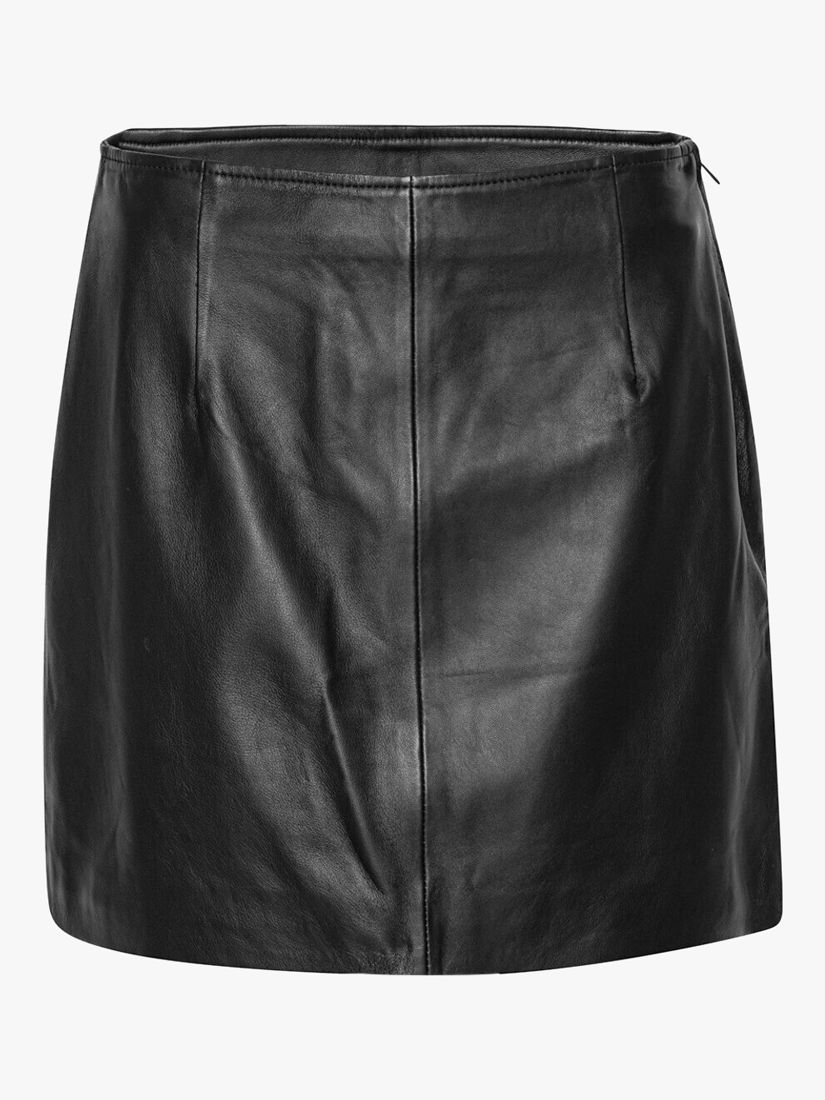 Buy A-VIEW Stephanie Mini Leather Skirt, Black Online at johnlewis.com