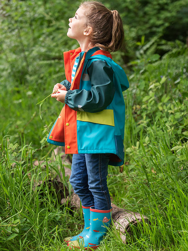 Frugi Kids' The National Trust Puddle Buster Waterproof Raincoat, Blue