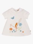 Frugi Baby Kew Gardens Carlie Collar Organic Cotton T-Shirt, Snow White/Multi, Snow White/Multi