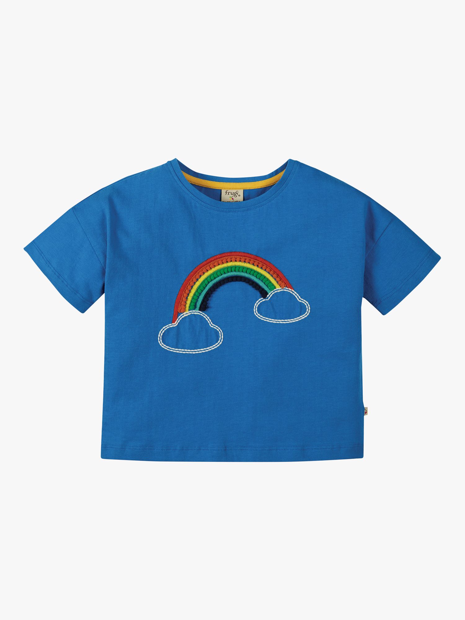 Buy Frugi Kids' Organic Cotton Myla Jersey Applique T-Shirt, Cobalt/Rainbow Online at johnlewis.com