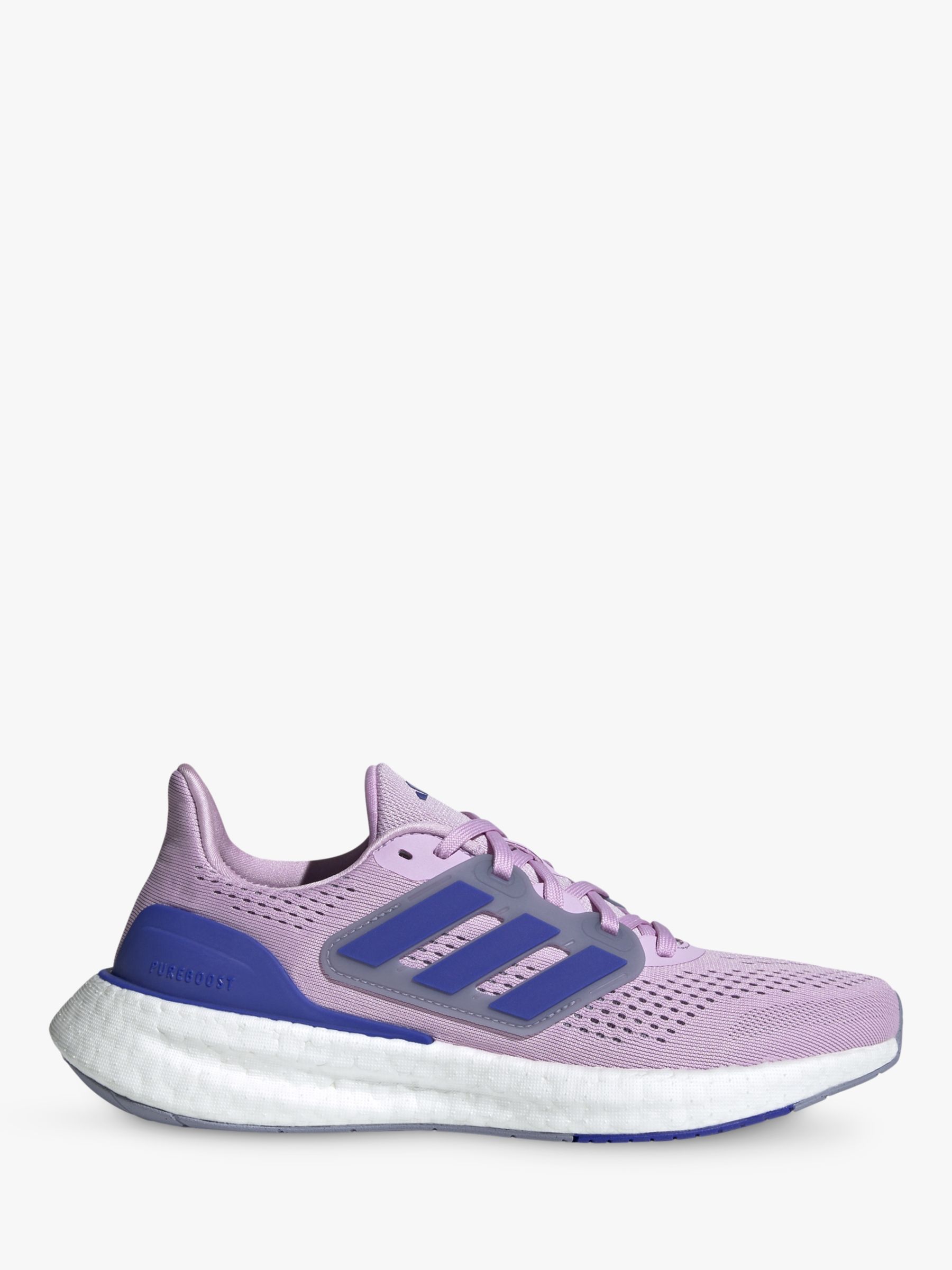 adidas Pureboost 23 Running Shoes, Lilac/Blue/Silver, 4