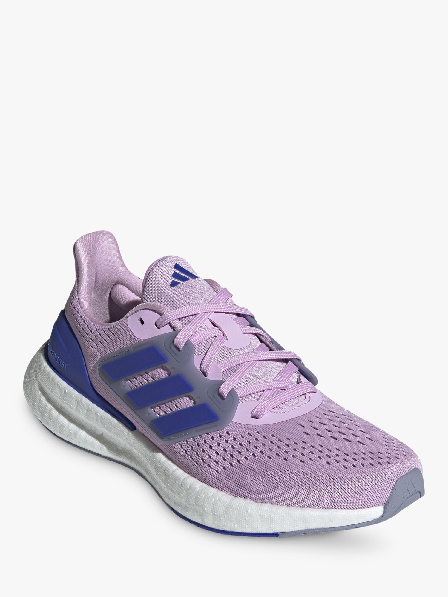 adidas Pureboost 23 Running Shoes, Lilac/Blue/Silver, 4