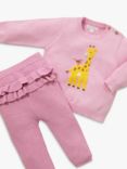 Purebaby Baby Organic Cotton Ruffle Knit Leggings, Fig Melange