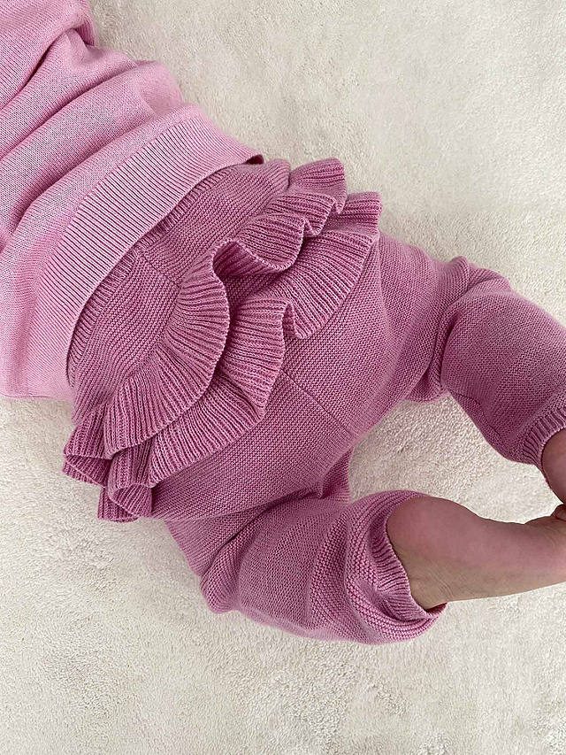 Purebaby Baby Organic Cotton Ruffle Knit Leggings, Fig Melange