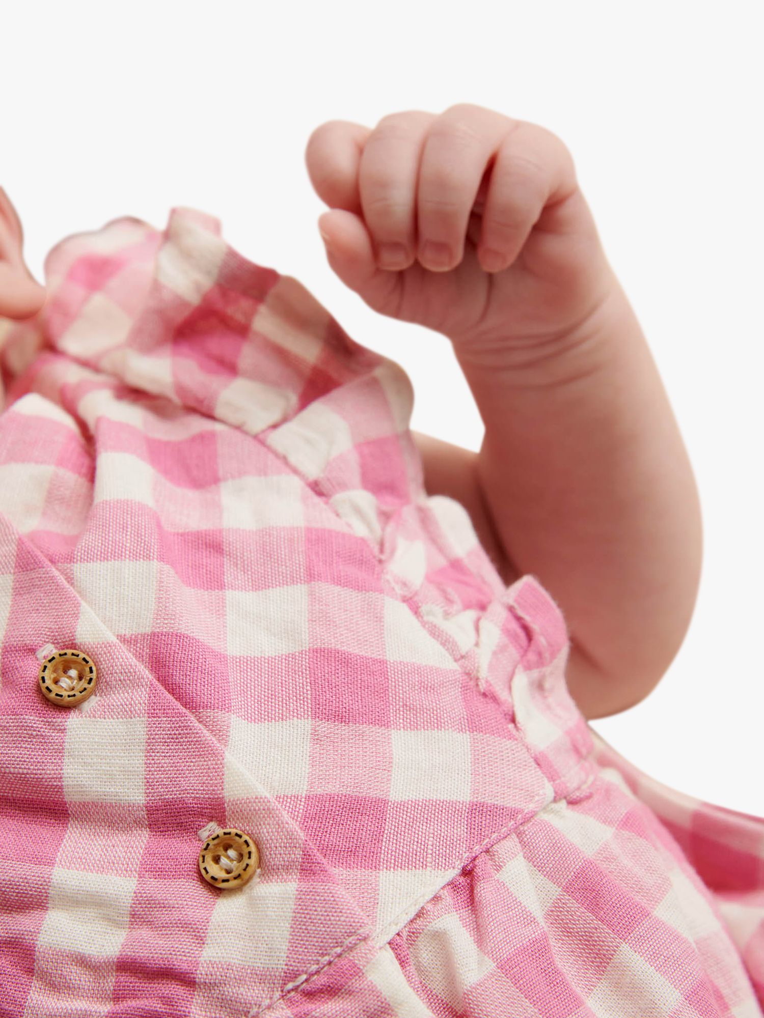 Purebaby Baby Organic Cotton Blend Gingham Romper, Pink, 3-6 months